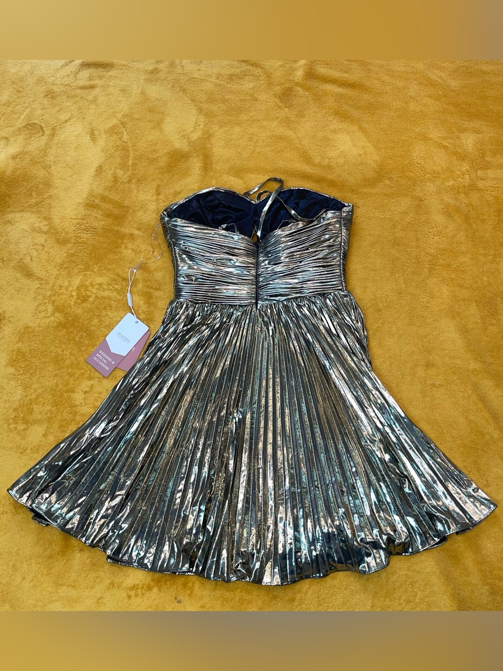 Metallic Pleated Girls Dance Dress in Shiny Silver - Picture 2 of 6